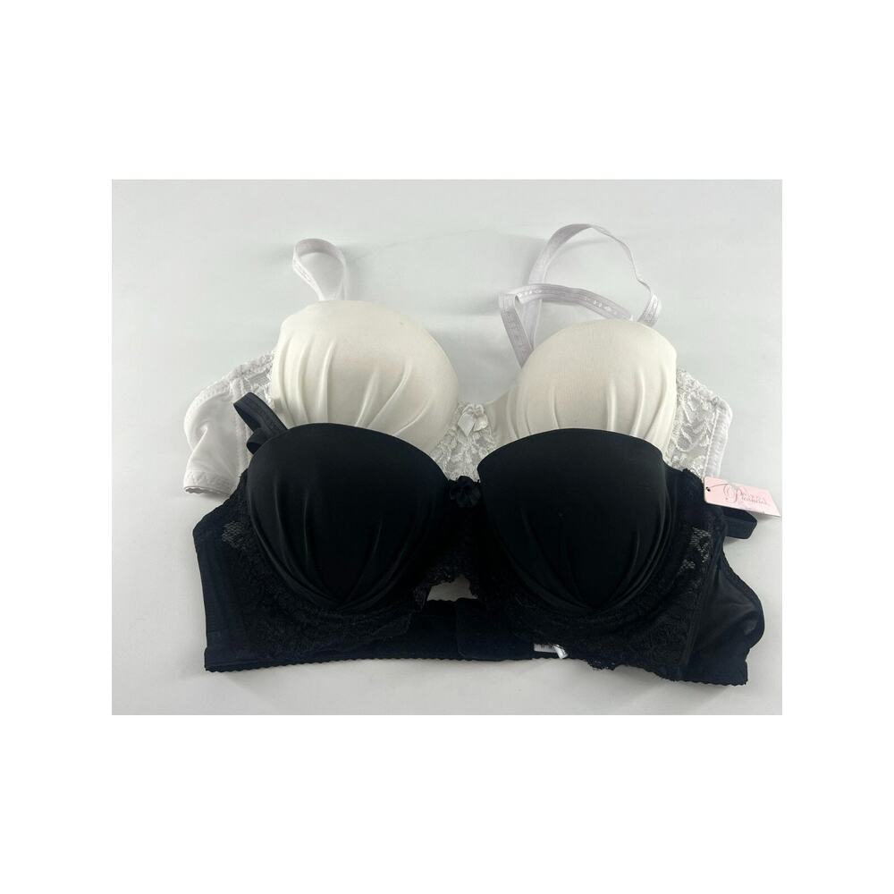 Set of 2 Simple Pleasures Bras Womens Size 36 B Black White Lace Sexy 1 is New